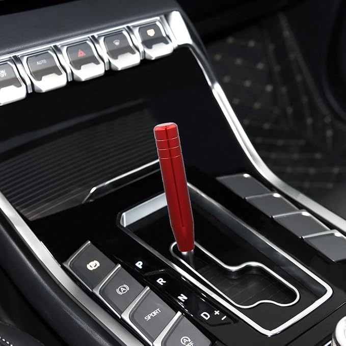 Long Shift Knob Weighted Aluminum Alloy Polished Metal Driving Handle Stick Gear Shifter Knobs Transmission Lever 7 inch Fit Most Cars Trucks SUV Automated Manual Vehicles Red