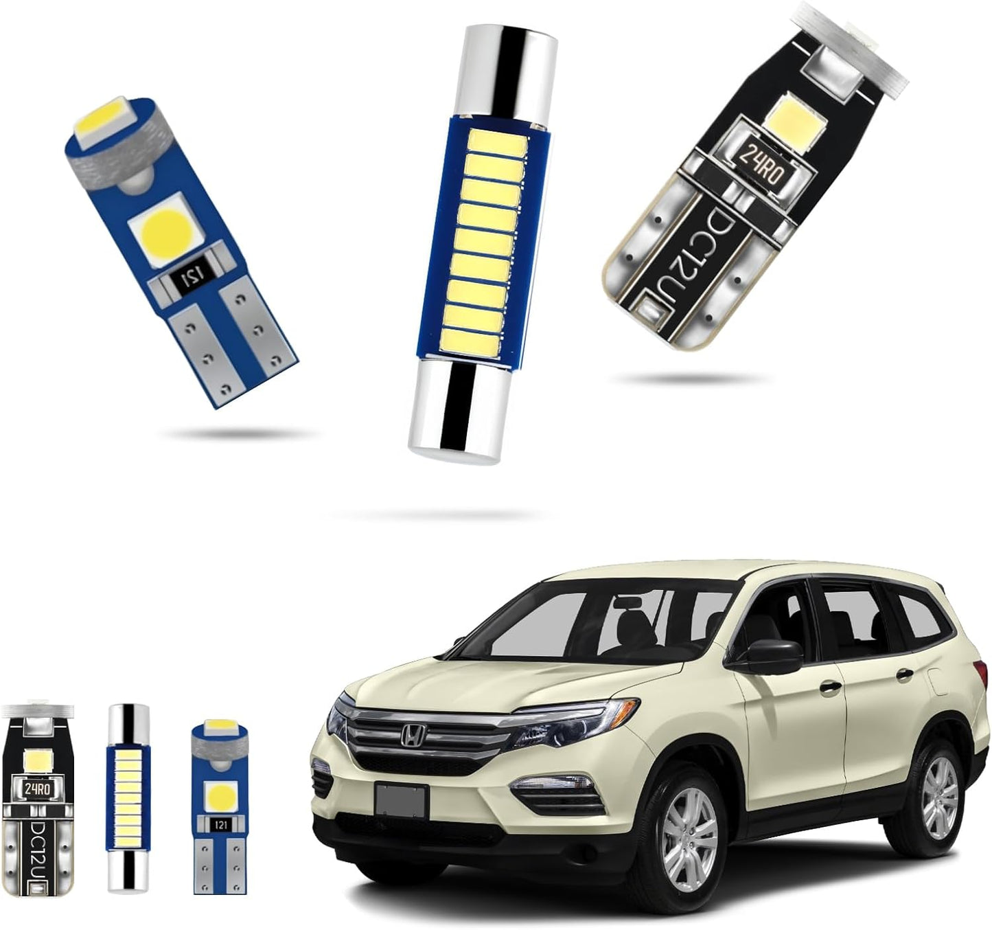 EASY EAGLE LED Interior Car Lights for Honda-Pilot-2016-2022: 15 Piece Kit White LED Light Bulbs - Super Bright 6000K + Install Tool