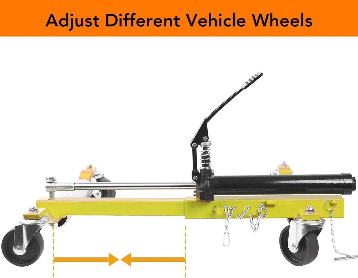 4 Pcs Car Wheel Dolly with Hydraulic Tire Jack, 1500LBS Capacity Trailer Dolly for Vehicle Positioning for Truck RV Trailer, Yellow