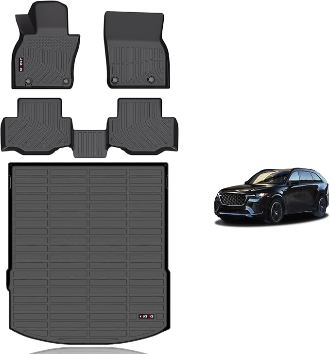 KELCSEECS All Weather Floor Mats & Cargo Liner Set Custom for Mazda CX-70 & CX70 PHEV 2025 All Season Guard for Car Mats Anti-Slip TPE Odorless Trunk Liners Mazda CX-70 Accessories