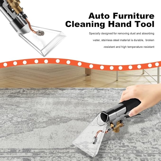 Stainless Steel Carpet Extractor Wand for Steam Car Cleaner, Truckmount Carpet Cleaning Machine Accessory, Upholstery Cleaning Tool for Furniture Auto Car Detailing
