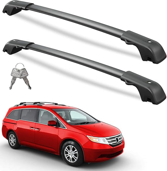 300lbs Lockable Roof Rack Cross Bars Compatible with Honda Odyssey 2011-2017 (with Raised Side Rails), Heavy Duty Aluminum Roof Rails Crossbars Cargo Canoe Black Rooftop Cargo Carrier.