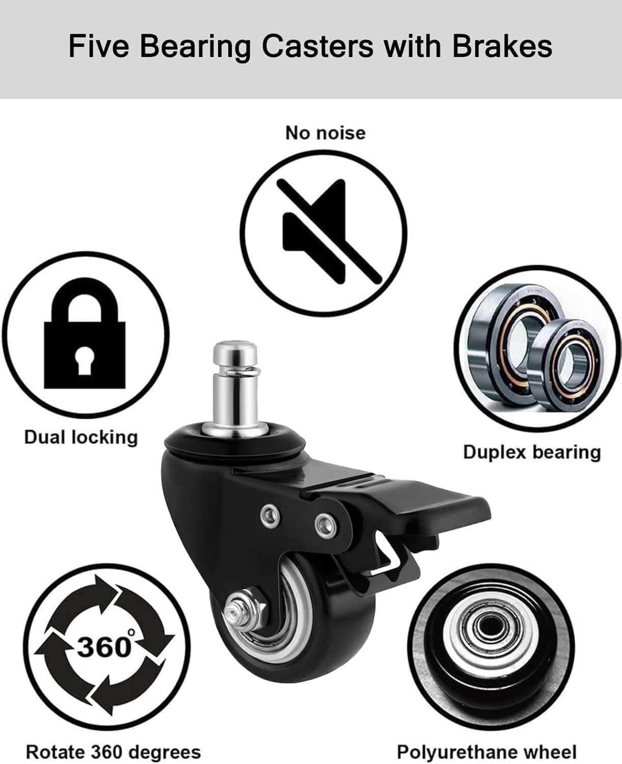 Rolling Stool Wide Seat with Back Rolling Chair 4 Wheels with Brakes for Home Office Garage Shop Waterproof Roller Seat Durable Steel Stand Dark Gray
