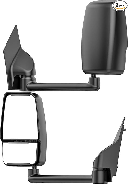 Tow Mirrors Compatible with Chevy Express GMC Savana 2003-2019 1500 2500 3500, Manual Folding Towing Van Side Mirrors Replacement, Set of Left&Right Side