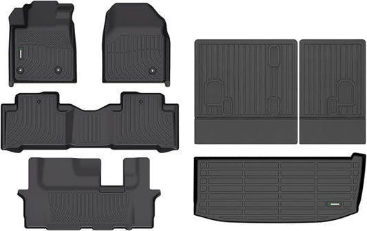 ANBINGO®Floor Mats & Cargo Liner & SeatBack Fit for Honda Pilot 2009-2015 Full Set Waterproof Car Mats All Weather Guard TPE Pilot Mats Set Black