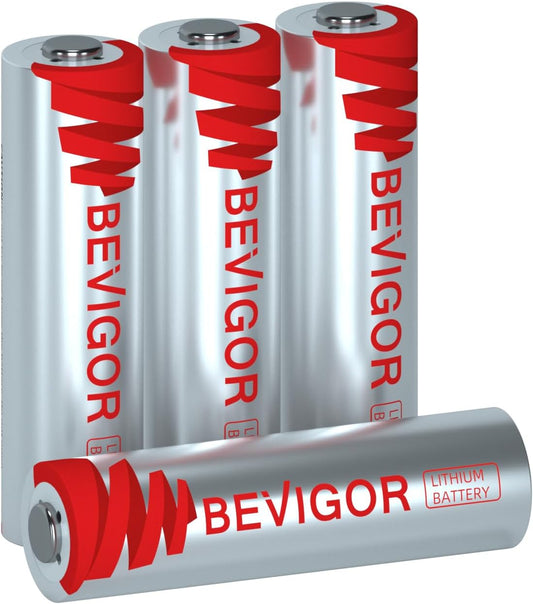BEVIGOR Lithium Batteries AA Size, AA Battery 4 Pack, 3000mAh Double A Batteries, 1.5V Double A Battery, Longer Lasting Lithium Iron Batteries for Flashlight, Toys, Remote Control【Non-Rechargeable】