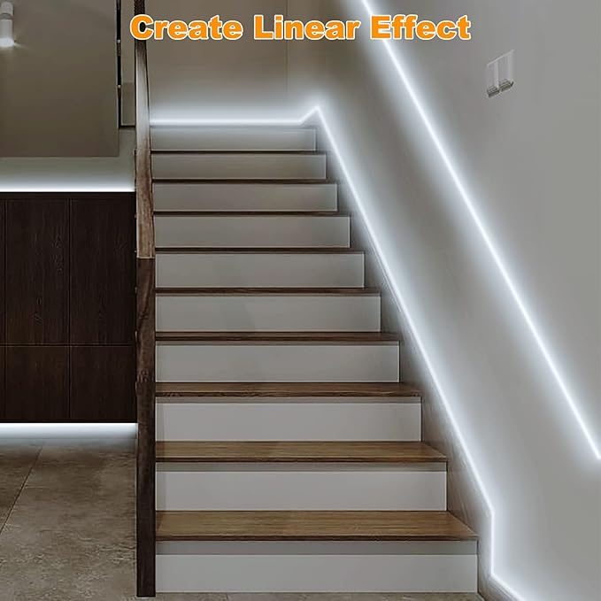 16.4ft 6500K WiFi COB Led Strip Light with App and Remote, Compatible with Alexa and Google, Dimmable Cool White Indoor COB Led Lights for Stair, Kitchen, Cabinet
