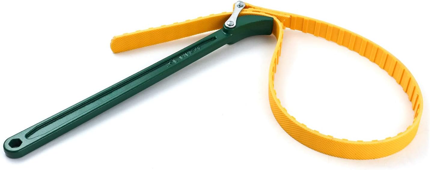 QWORK 15" Belt Strap Wrench, Multi-Purpose Adjustable Strap Oil Filter Wrench with 35 7/16" Capacity