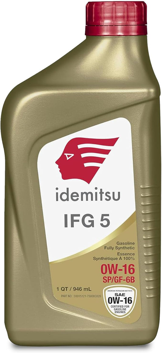 Idemitsu IFG 5 0W-16 Motor Oil Full Synthetic - 1 Quart | SP/GF-6A Certified Engine Oil for TGDI & PFI Engines | Engineered for Superior Efficiency and Protection
