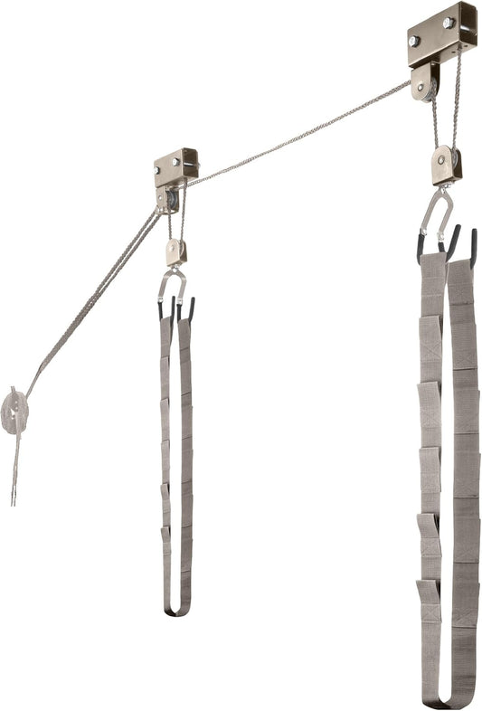 RAD Sportz Kayak Storage Hoist - Overhead Pulley System with 125lb Capacity for Canoes, Bikes, Ladders, and More for Ceilings up to 12ft (Gray)