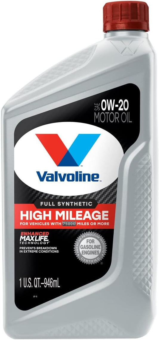 Valvoline Full Synthetic High Mileage with MaxLife Technology SAE 0W-20 Motor Oil 1 QT (Packaging May Vary)