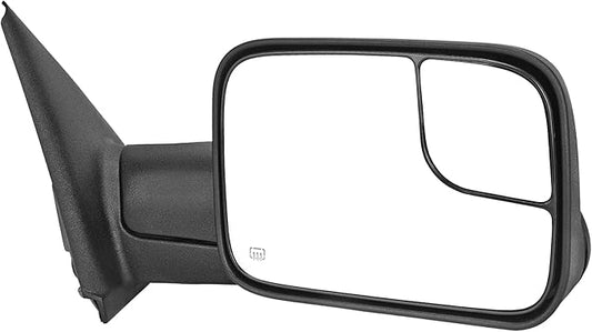 DWVO Side Towing Mirrors Compatible with 2002 2003 2004 2005 2006 2007 2008 Dodge Ram 1500, 03-09 Dodge Ram 2500 3500, Passenger Side Mirror with Power Heated Manul Folding, Black