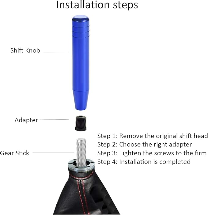 Long Shift Knob Extension Shifter Handle Aluminum Alloy Gear Stick Transmissions Weighted Shifting Lever Universal Fit Most Manual Automatic Cars Truck SUV (Blue)