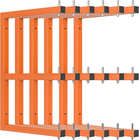 6 PACK Lumber Rack Wall-Mounted Lumber Storage Rack, Heavy Duty Wood Storage Racks With 9-Level System, 1980 LB Sturdy Garage Wood Organizer, Hanging Orange Lumber Metal Racks for Indoor & Outdoor