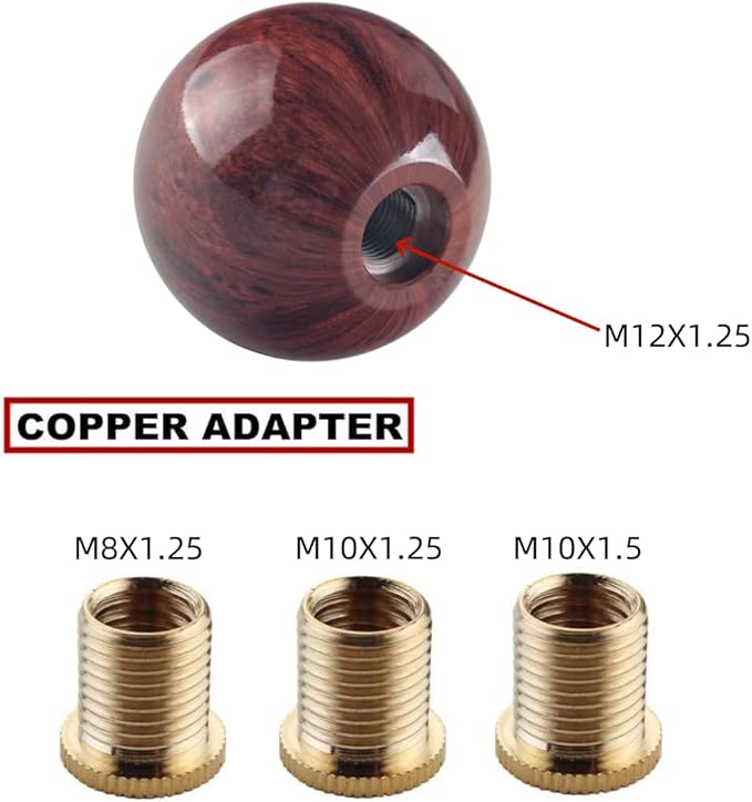 DEWHEL Aluminum Classic Weighted Wooden Type R Manual 5 Speed Gear Shift Knob w/Black Engraved Inlay with Universal Threads M8x1.25 M10x1.25 M10x1.5 M12x1.25