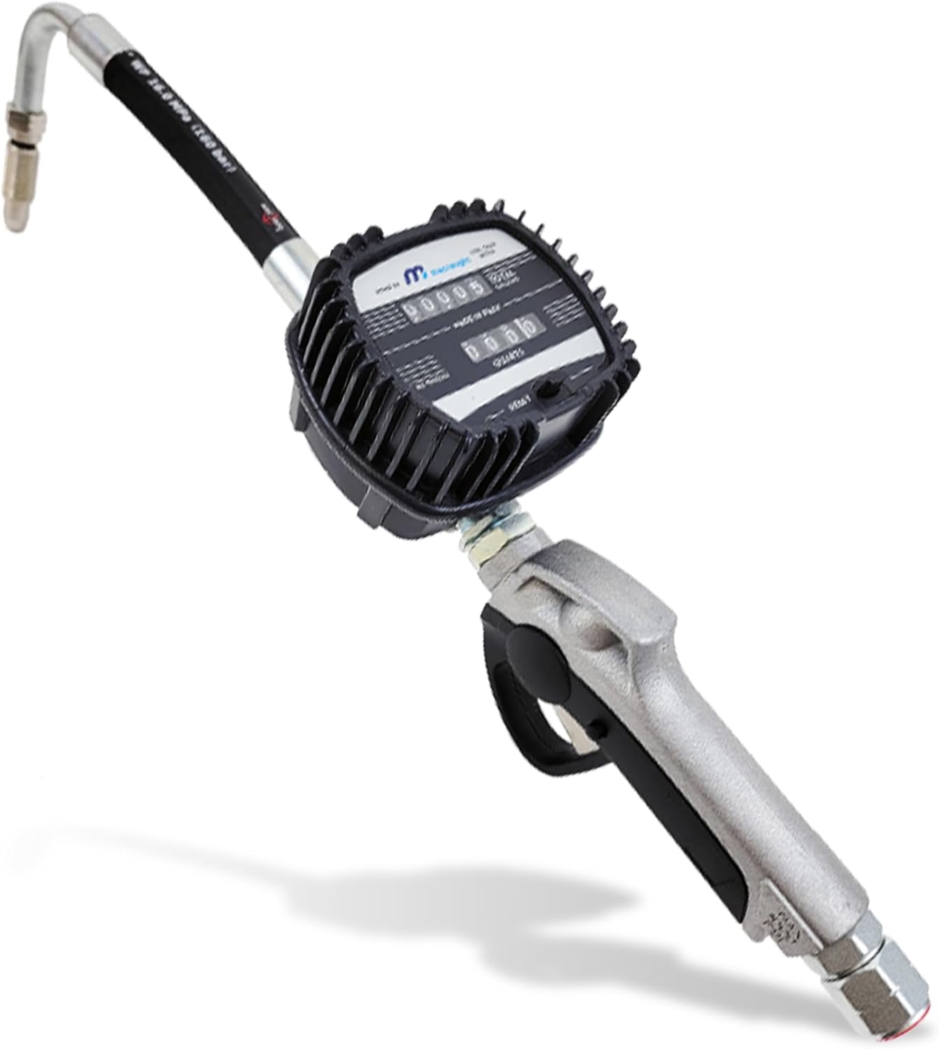 Macnaught Pneumatic Oil Gun with Control Valve 1/2" inch NPT Inlet, Mechanical Meter, Registers in Qts & Totals in Gal. Oil, antifreeze, trans fluid, lubricating oil, synthetic hydraulic oil & more