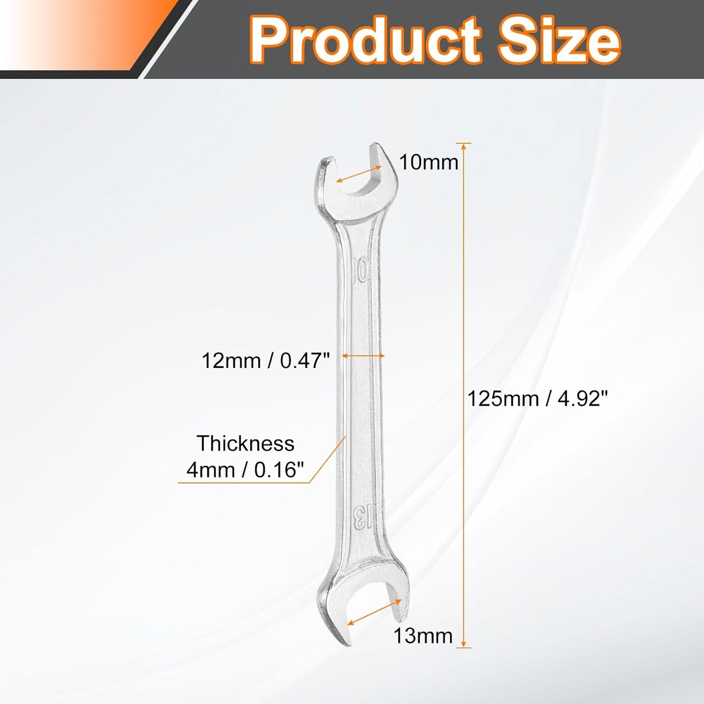 HARFINGTON 2pcs Double Open End Wrench 10mm x 13mm Metric 15 Degree Offset Angle Small Flat Head Wrench Galvanizing Open Ended Spanner for Automotive Repair Furniture Assembly