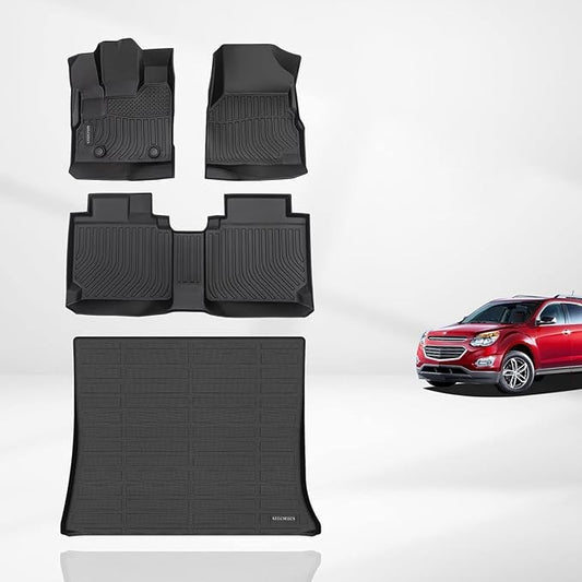 KELCSEECS Floor Mats & Cargo Liner for 2012 2013 2014 2015 2016 2017 Chevrolet Chevy Equinox & GMC Terrain/Terrain Denali All Weather Car Mats Cargo Mat Floor Liners Trunk Mat Trunk Liner Accessories