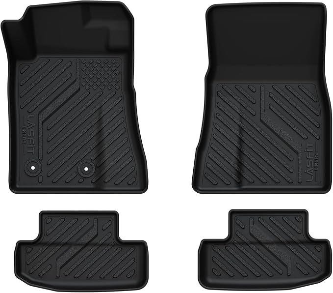 LASFIT Floor Mats for Ford Mustang 2015-2025 2026 All Weather Protector TPE Car Floor Liners, 1st & 2nd Row, 4pcs Black