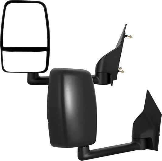 DWVO Side Tow Mirrors Compatible with Chevy Express GMC Savana 2003-2019 1500 2500 3500, Door Mirror with Manual Adjustment Folding Towing Mirrors Replacement Set
