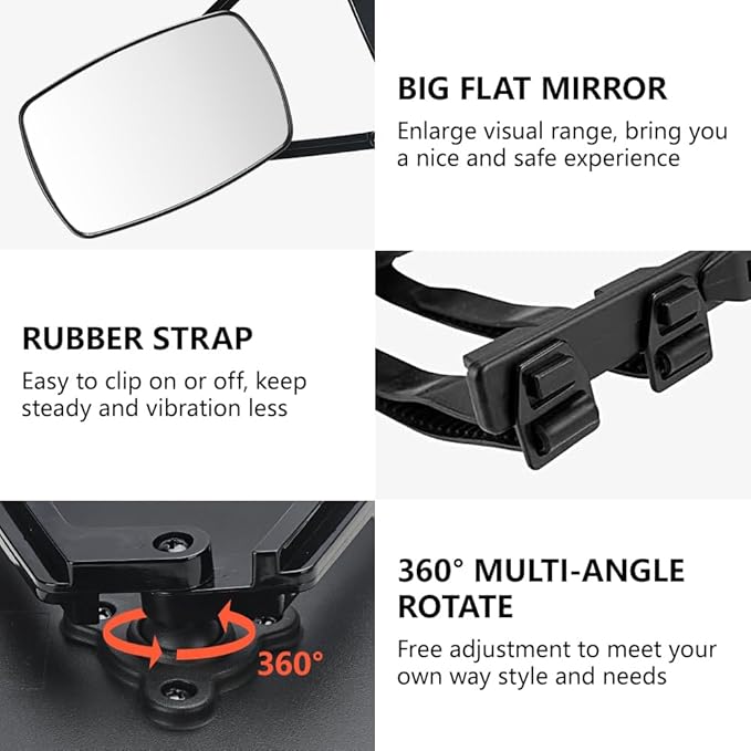 Mirror Extenders For Towing, Universal Clip-on Towing Mirrors 360 Degree Adjustable Extension Mirrors for Towing Trailer Truck, 2pcs