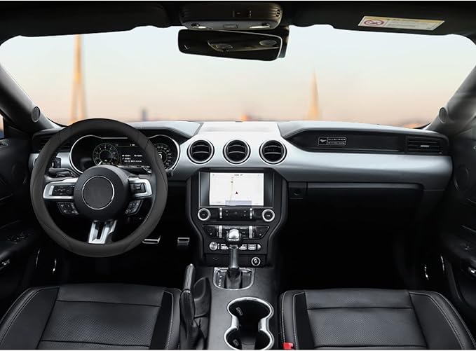 West Llama Car Steering Wheel Cover for Ford Escape,Explorer,Fusion,Focus,Bronco,Transit,Edge(Black- Standard Size)