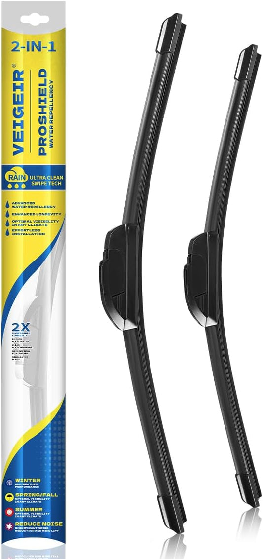 22inch - 2 Pack Windshield Wiper Blades for My Car Universal J/U Hook OEM Quality Automotive Replacement Front Blades 2 Pack