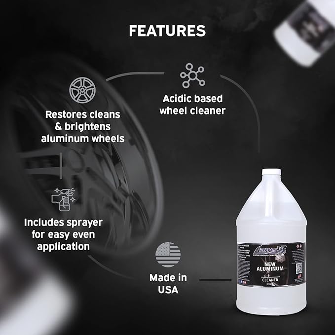 LANE'S New Aluminum Car Wheel Cleaner | Acid Rim Cleaner and Brightener | Brake Dust, Oxidation & Rust Remover for Motorcycles, Cars, Trucks | Shines & Eliminates Hard Scrubbing | 1 Gallon