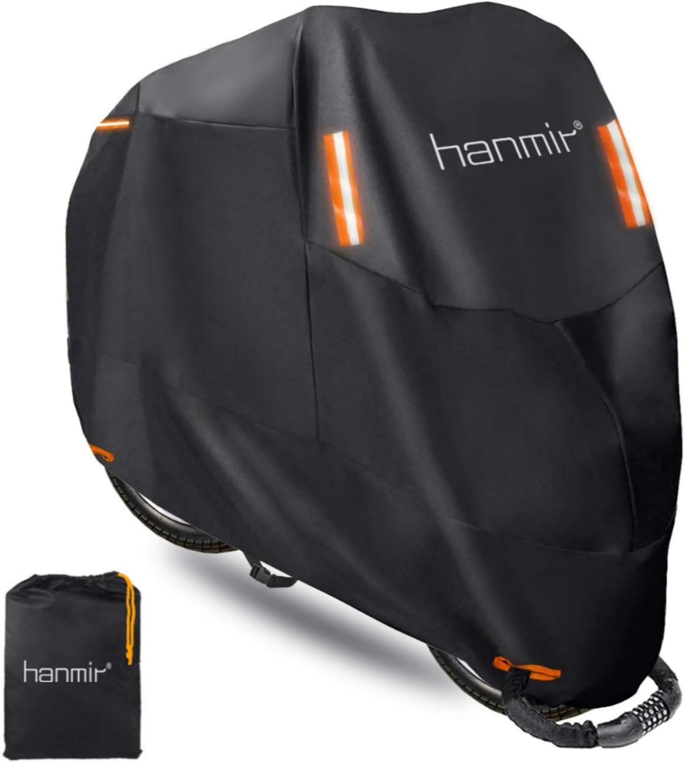 Motorcycle Cover,Motorbike Cover All Season Universal Weather Waterproof Outdoor UV Protection with 4 Reflective Strips & Storage Bag,4XL Motorcycles Vehicle Cover