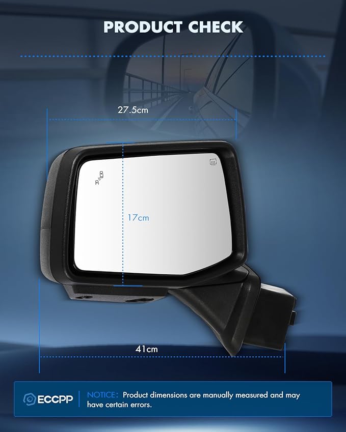 ECCPP Towing Mirrors Tow Mirrors Compatible With 2019-2023 For Gmc For Serria 1500 Left Right Side With Power Heated Turn Signal On Cover Puddle Light Blind Spot Light Temp Sensor Black Texture