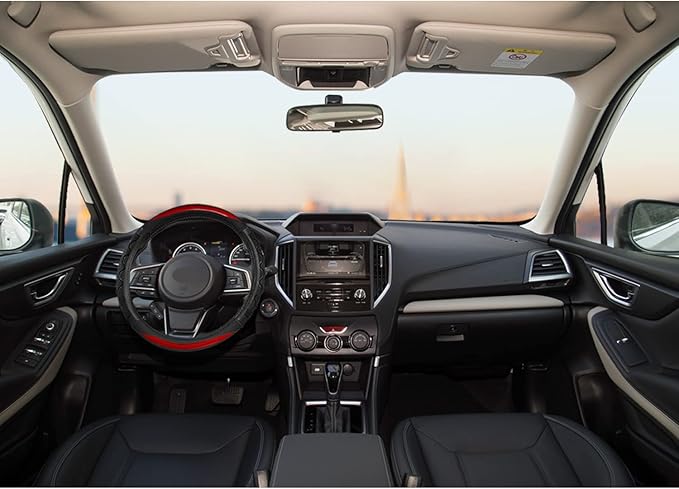 GIANT PANDA Steering Wheel Cover for Subaru Forester, Car Steering Wheel Cover for Subaru Outback and Crosstrek - Red