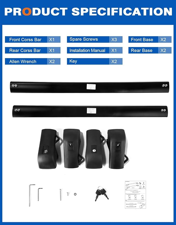 300lbs Lockable Roof Rack Cross Bars Compatible with Honda Odyssey 2011-2017 (with Raised Side Rails), Heavy Duty Aluminum Roof Rails Crossbars Cargo Canoe Black Rooftop Cargo Carrier.