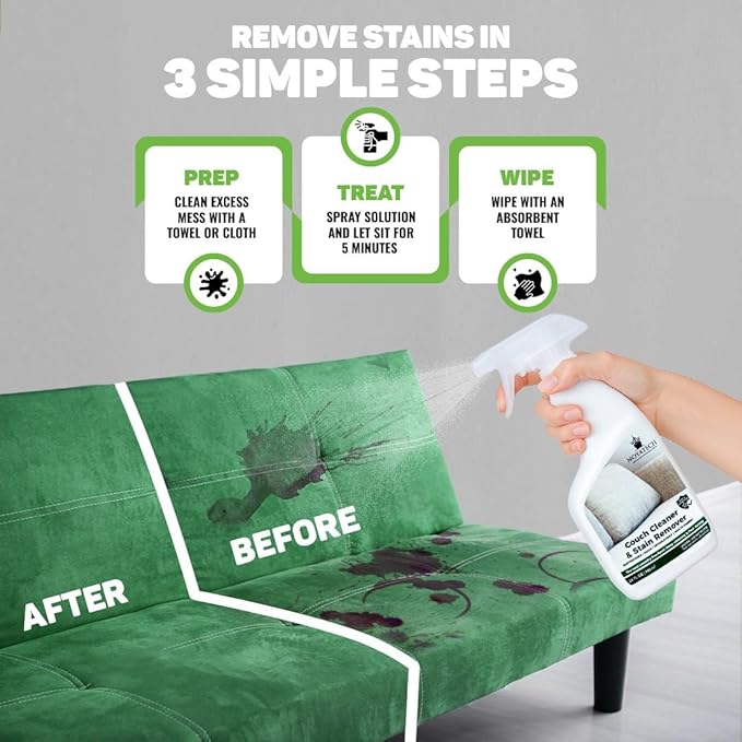 Couch Cleaner and Stain Remover Spray – Professional Strength, Multi-Surface Fabric and Upholstery Cleaner – Pet-Safe, Non-Toxic, Quick-Drying for Couches, Sofas & Car Interiors