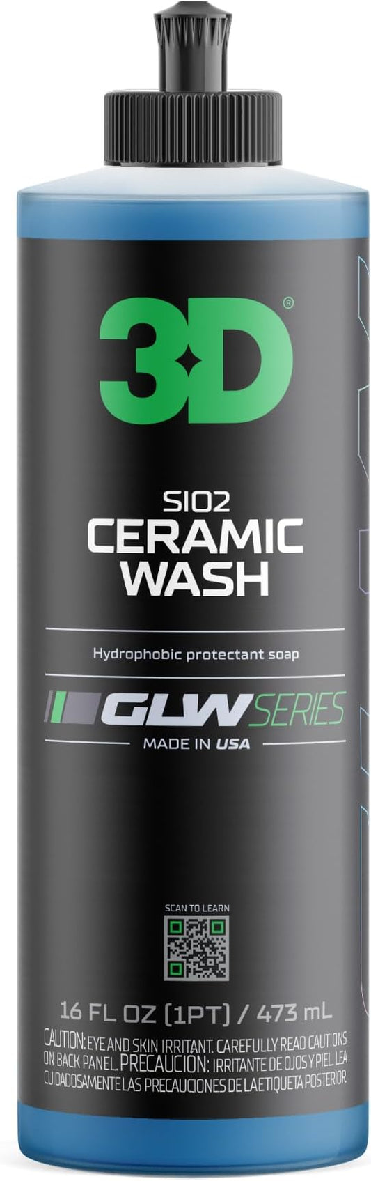 3D SiO2 Ceramic Wash & Wax Soap GLW Series – pH Neutral Car Shampoo with Hydrophobic Protection & Deep Gloss | SiO2 Coating | Scratch-Free Detailing |16 oz