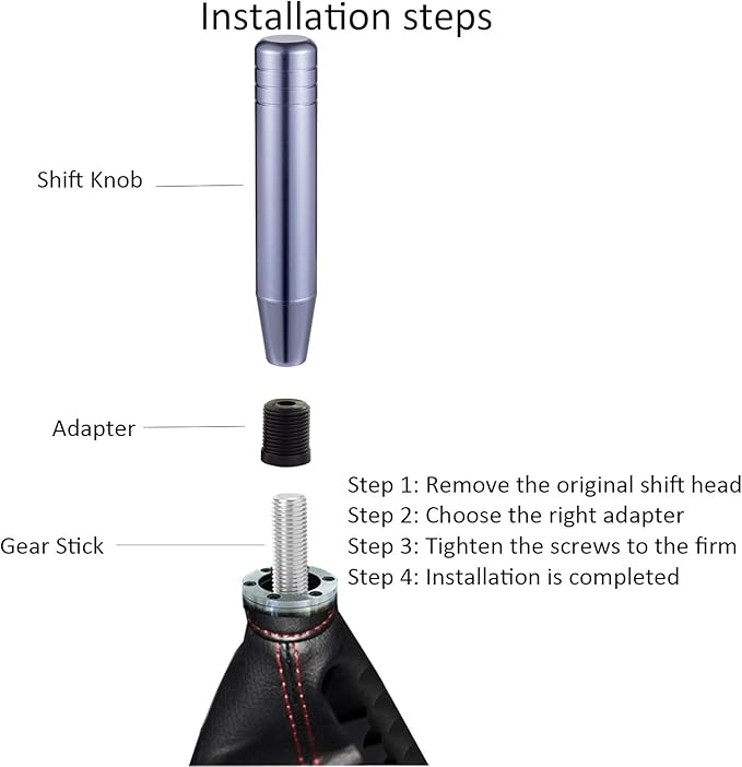 Long Shift Knob Extension Shifter Handle Aluminum Alloy Gear Stick Transmissions Weighted Shifting Lever Universal Fit Most Manual Automatic Cars Truck SUV (Titanium)
