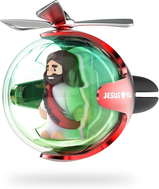 Jesus Loves You Car Air Freshener with 6 Colors LED Lights & 4 Scented Pads – Subtle Fragrance, Decorative Auto Accessories