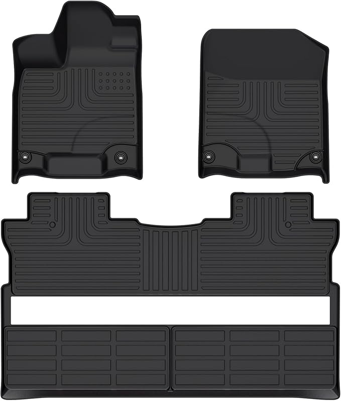 Floor Mats for Honda Ridgeline 2017 2018 2019 2020 2021 2022 2023 2024 2025 All Weather Automotive TPE Liners Anti-Slip Waterproof Floor Liners Front & Rear Row Accessories Black