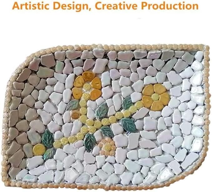 1.1LB Iridescent Leaves Ceramics Mosaic Tiles,Making Creative 3 Size Ceramic Mosaic Pieces for DIY Craft,Flowerpots,Vases,Cups,Garden Decor Mosaic Making Supplies (Red Flowers + Green Leaves)