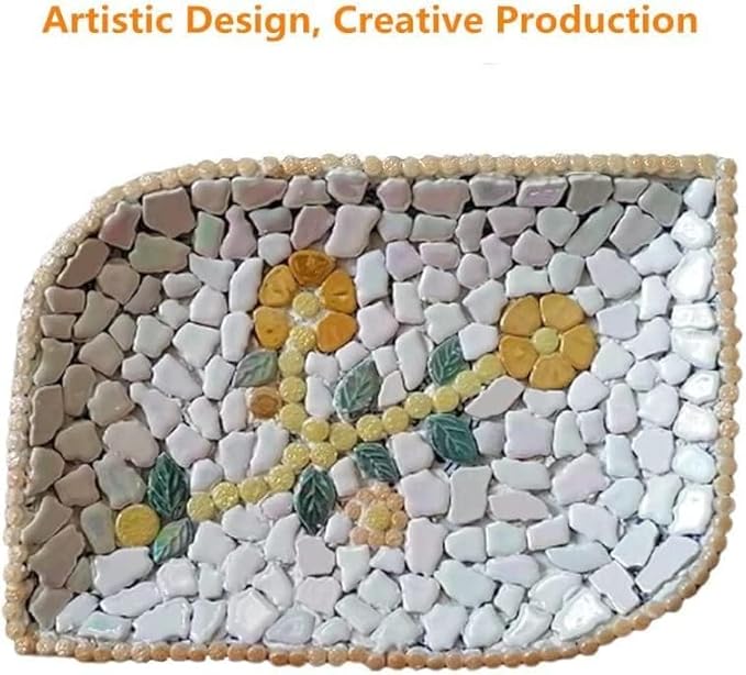 1.1LB Random Leaves Ceramics Mosaic Tiles, Making Creative 3 Size Ceramic Mosaic Pieces for DIY Craft,Flowerpots, Vases, Cups, Garden Decor Mosaic Making Supplies (Cracked Ice Green)