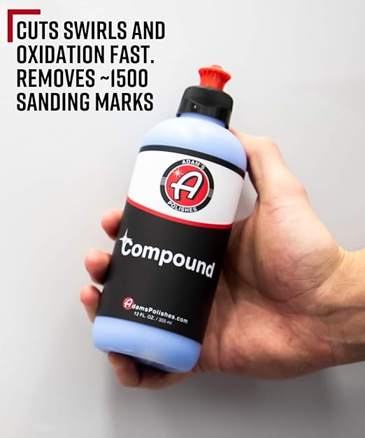 Adam's Paint Correcting Compound 12oz - Silicone-Free, Body Shop Safe, Low-Dust Formula - Heavier-Cut for Faster, Stronger Correcting for Clear Coat, Gel Coat, Single Stage Finishes