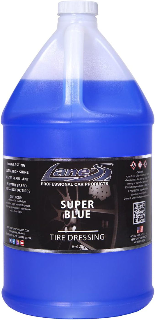 LANE'S Super Blue Tire Dressing Spray | High-Gloss Car Tire Shine Spray | No Sling, No Run, Long Lasting | Protects from Cracks & UV Rays | Non-Greasy Automotive Dressing & Cleaner | 1 Gallon