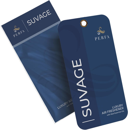 Savage Disposable Card Freshener for Men | Car Scents Air Freshener with Sauvage Fragrance | Strong Car Perfume Air Freshener with Odour Eliminating Technology | Suvage by Perfa