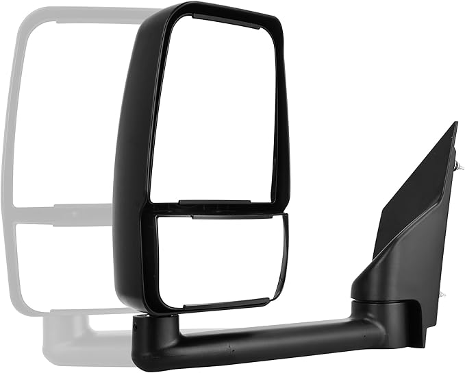 DWVO Left Driver Side Towing Mirror Compatible with 2003-2019 Chevy Express GMC Savana 1500/2500/3500, Manual Folding Manual Adjustment Tow Door Mirror Black