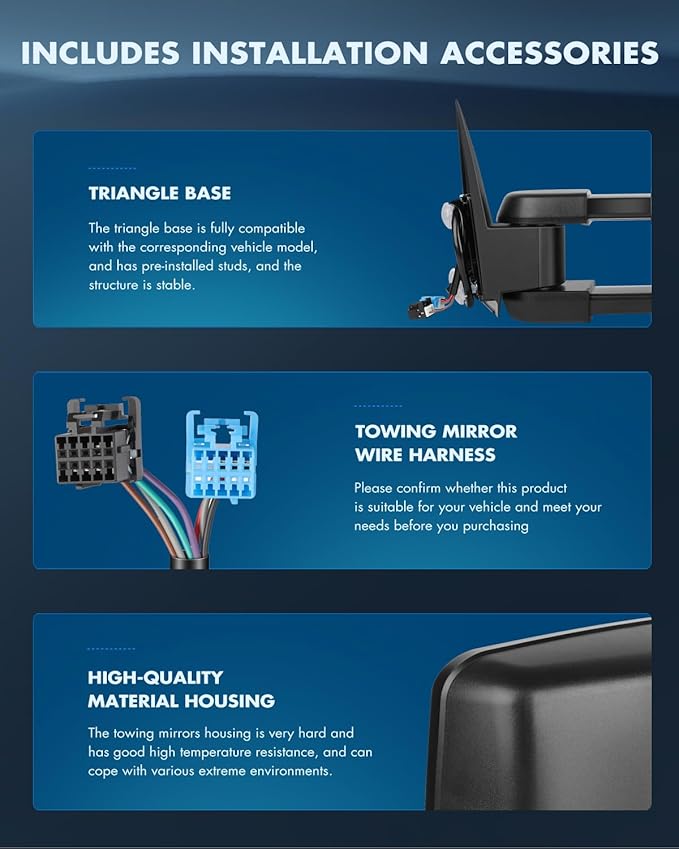 ECCPP Rear View Mirrors Towing Mirrors fit for 2003-2006 for Cadillac Escalade with Power Heated Turn Signal ADP06518801S