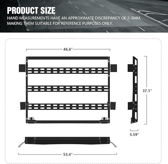 Bronco Half Short Roof Rack Rear Cargo Basket with 2 Led Light Bar Compatible for 2021 2022 2023 2024 2025 Ford Bronco Hardtop 4-Door (Excluding Sport), Rooftop Storage Carrier Luggage Rack