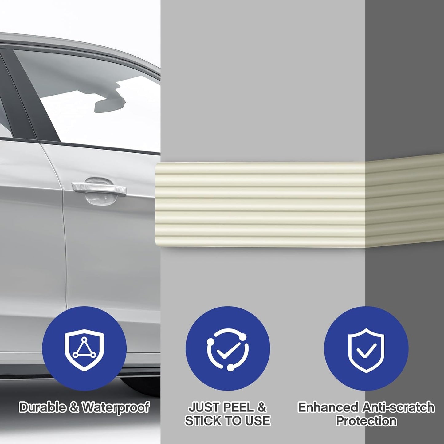 Garage Wall Protector 3.15in x 10ft Self-Adhesive Rubber Bumper Protectors Strip for Car SUV Doors Waterproof Anti-Scratch Wall Bumper Guard for Garage Car(Beige)