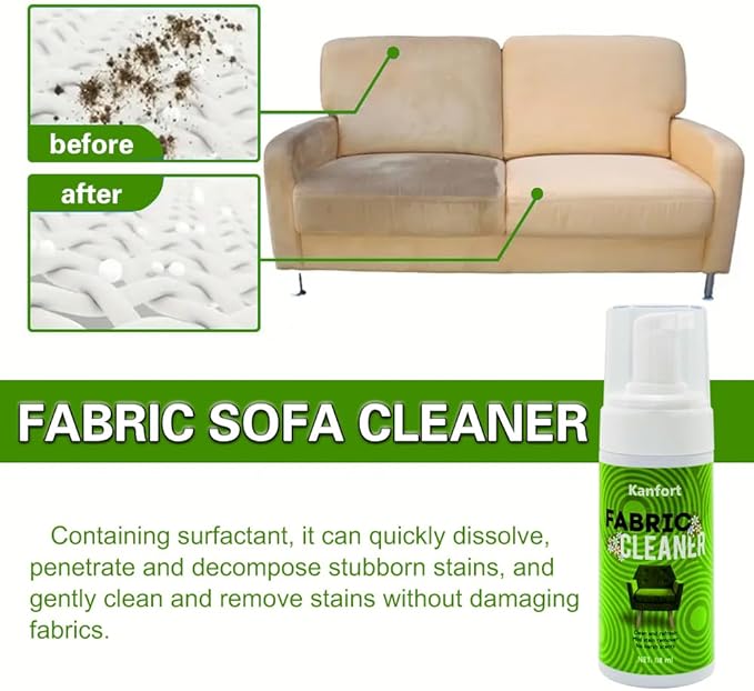 Upholstery Dry Cleaning Foam – No-Rinse Fabric Cleaner for Sofas, Couches & Car Seats, Quickly Lifts Stains & Dirt, Safe for Households with Kids & Pets, Easy-to-Use for Fresh & Spotless Furniture