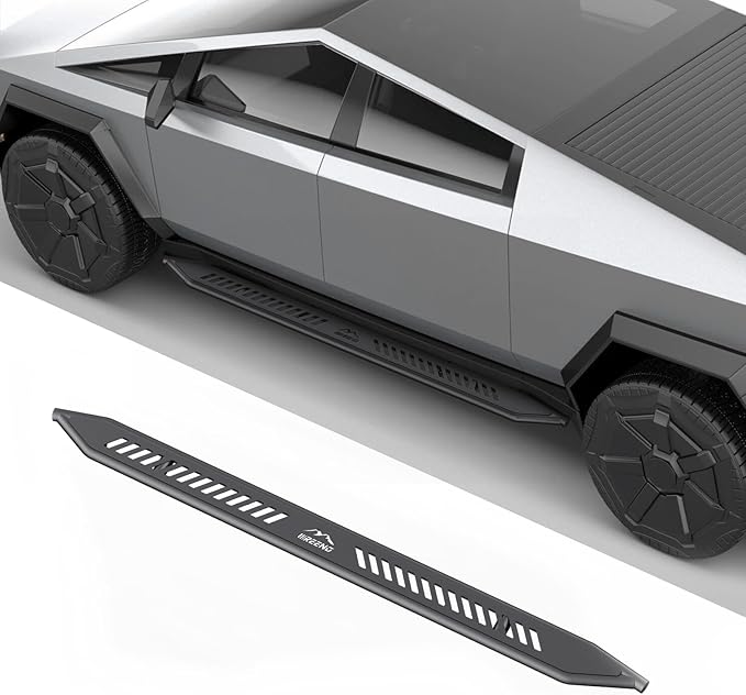 Heavy-Duty Running Boards for 2024 2025 Tesla Cybertruck, Side Steps with Mounting Brackets, Textured Black, No Drilling