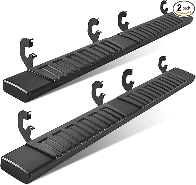 6" Running Boards Compatible with 2019-2025 Chevy Silverado 1500 Crew Cab Black Aluminum Alloy Side Steps Nerf Bars