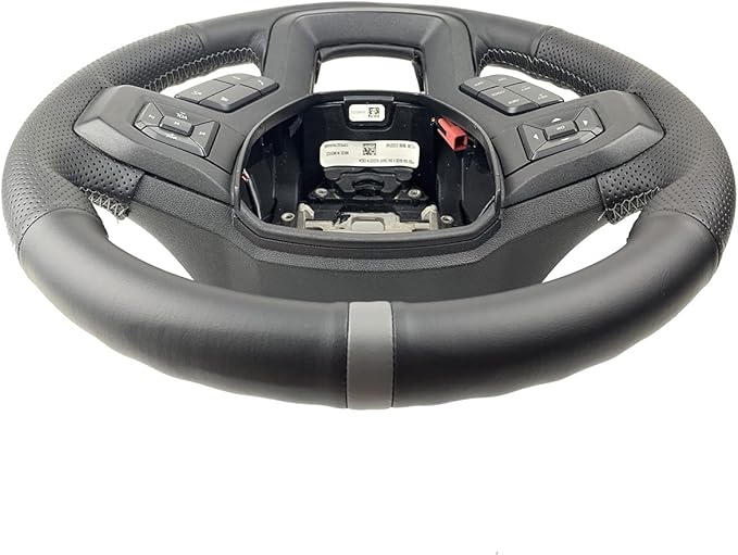 Black Side Perforated Leather Grey Marker Steering Wheel Protector Cover Hand-Stitch on Wrap Fit for Ford F-150 F250 King Ranch/Lariat/XL/XLT/Limited/Platinum/Police Responder 2015-2020